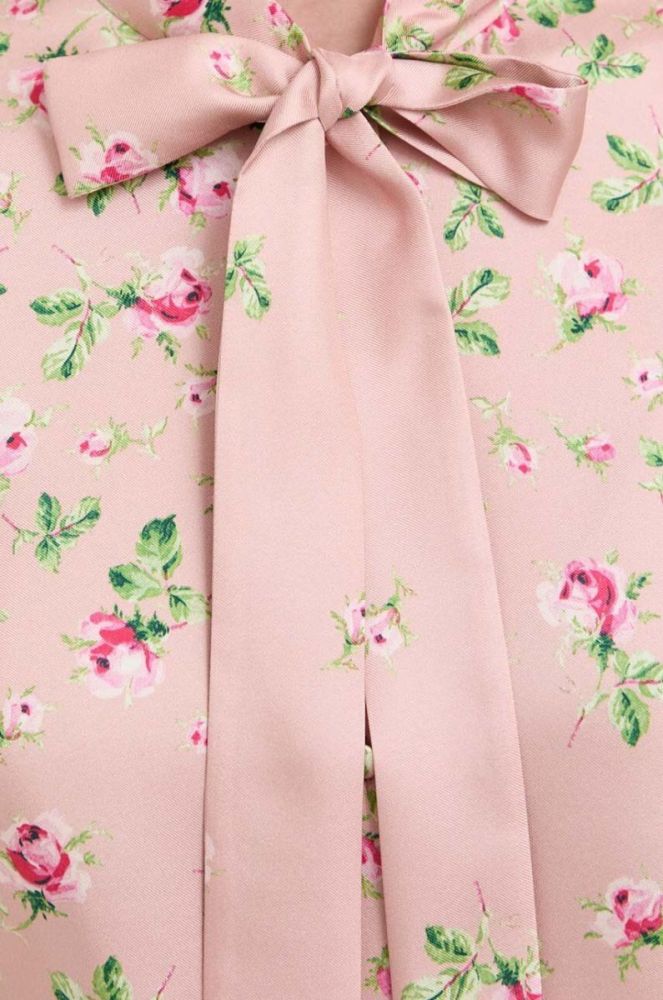 Шовкова сорочка Red Valentino колір рожевий regular зі стійкою фото 6