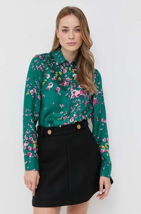 Шовкова сорочка Red Valentino колір зелений relaxed класичний комір