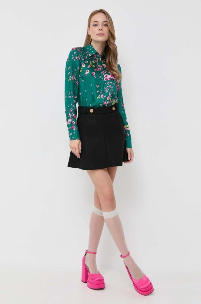 Шовкова сорочка Red Valentino колір зелений relaxed класичний комір фото 2