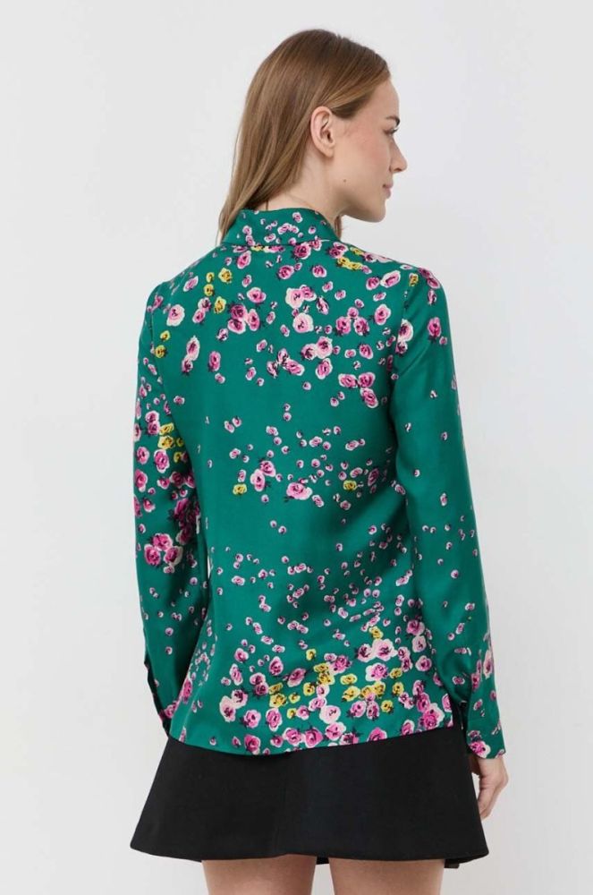 Шовкова сорочка Red Valentino колір зелений relaxed класичний комір фото 3