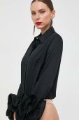 Боді Elisabetta Franchi колір чорний regular класичний комір