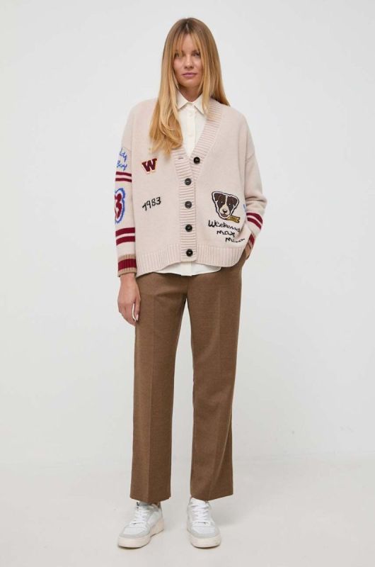 Шовкова сорочка Weekend Max Mara колір бежевий regular класичний комір (3597686) фото 2