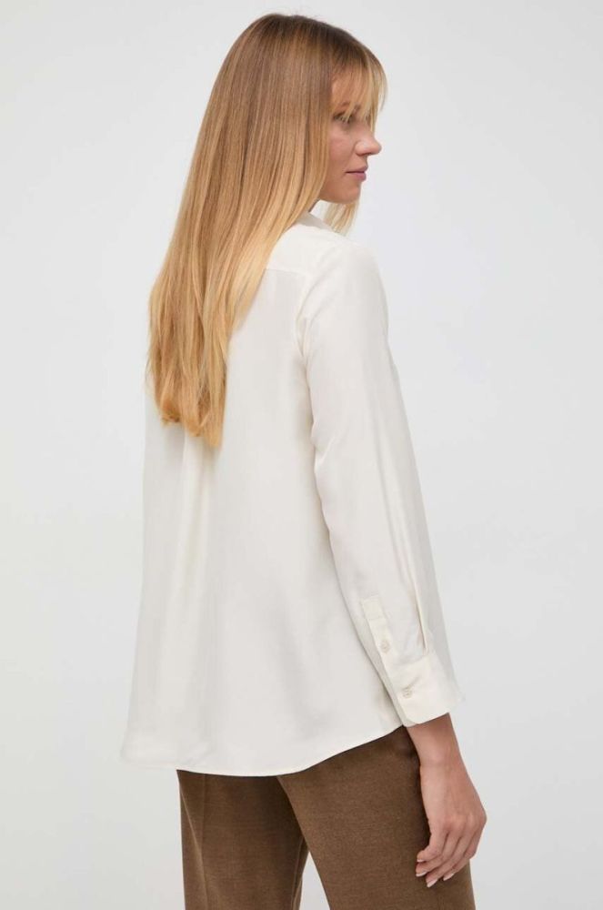 Шовкова сорочка Weekend Max Mara колір бежевий regular класичний комір (3597686) фото 3