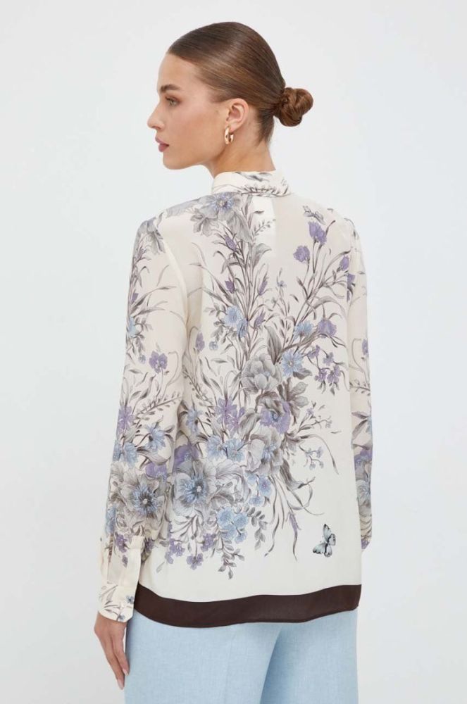 Шовкова сорочка Weekend Max Mara колір бежевий regular класичний комір (3617480) фото 3