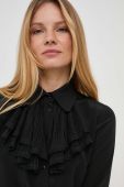 Шовкова сорочка Luisa Spagnoli колір чорний regular класичний комір