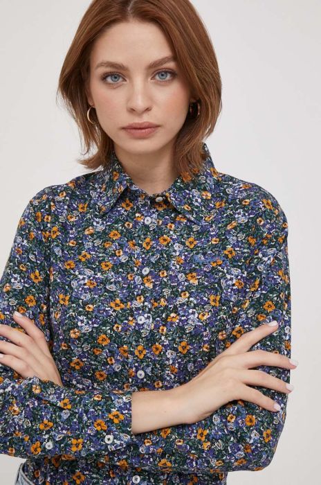 Бавовняна сорочка Pepe Jeans жіноча regular класичний комір колір барвистий (3588236)