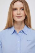 Бавовняна сорочка Pepe Jeans жіноча regular класичний комір колір блакитний (3489422)