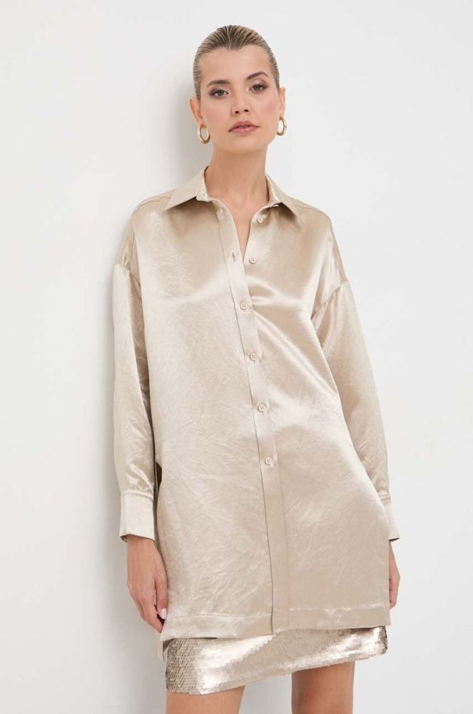 Сорочка Max Mara Leisure жіноча колір бежевий relaxed класичний комір фото 2