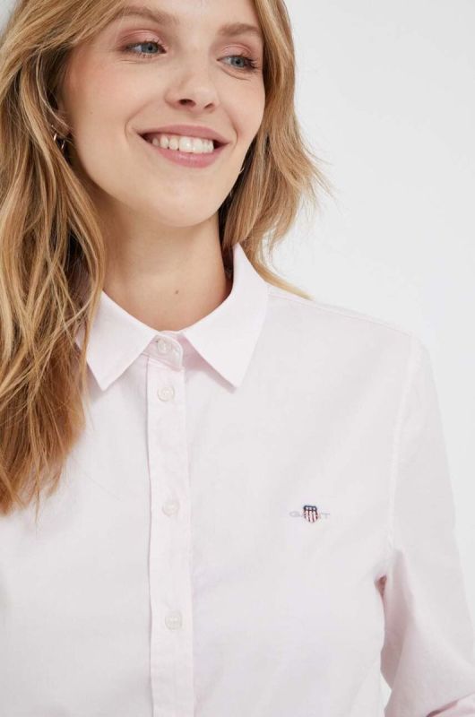 Сорочка Gant жіноча колір рожевий regular класичний комір