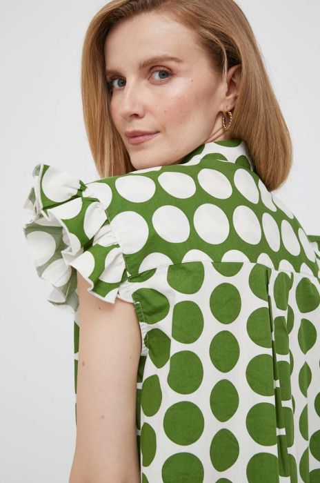 Бавовняна сорочка United Colors of Benetton жіноча колір зелений regular класичний комір