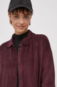 Вельветова сорочка Deha колір бордовий relaxed класичний комір
