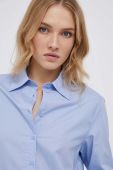 Бавовняна сорочка Sisley жіноча relaxed класичний комір колір блакитний