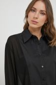 Сорочка Sisley жіноча колір чорний regular класичний комір (3625177)