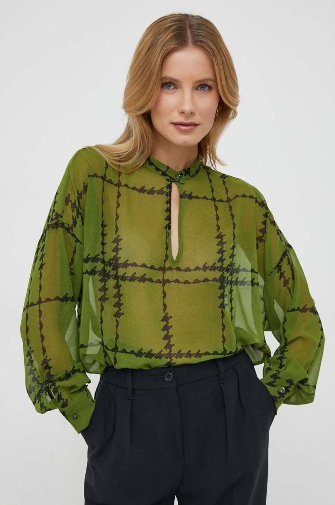 Блузка Sisley жіноча колір зелений візерунок (3681079)