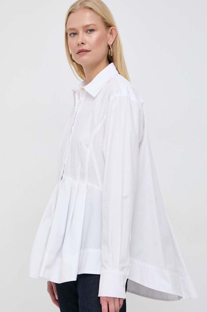 Бавовняна сорочка Pinko жіноча колір білий relaxed класичний комір (3574527)