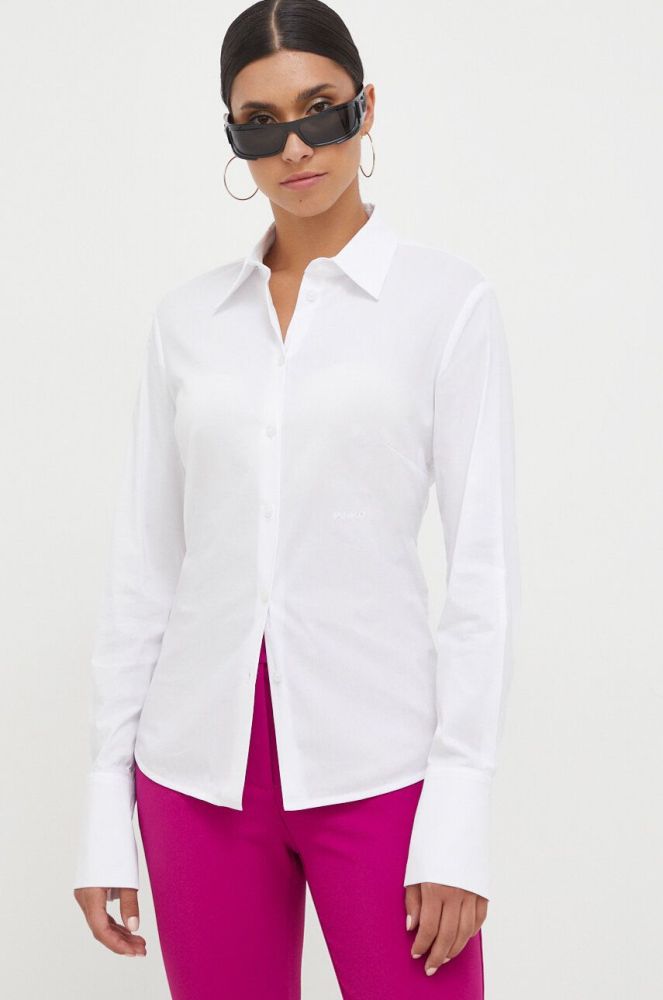 Сорочка Pinko жіноча колір білий regular класичний комір