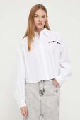 Бавовняна сорочка HUGO жіноча колір білий relaxed класичний комір (3523412)