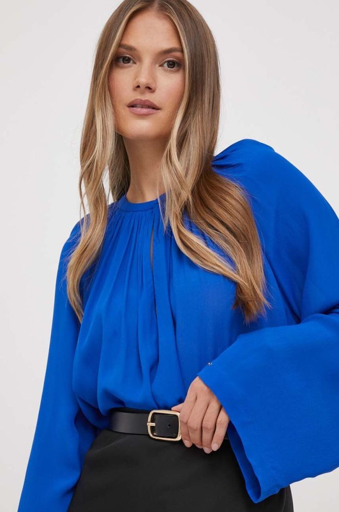 Блузка Tommy Hilfiger жіноча однотонна колір блакитний