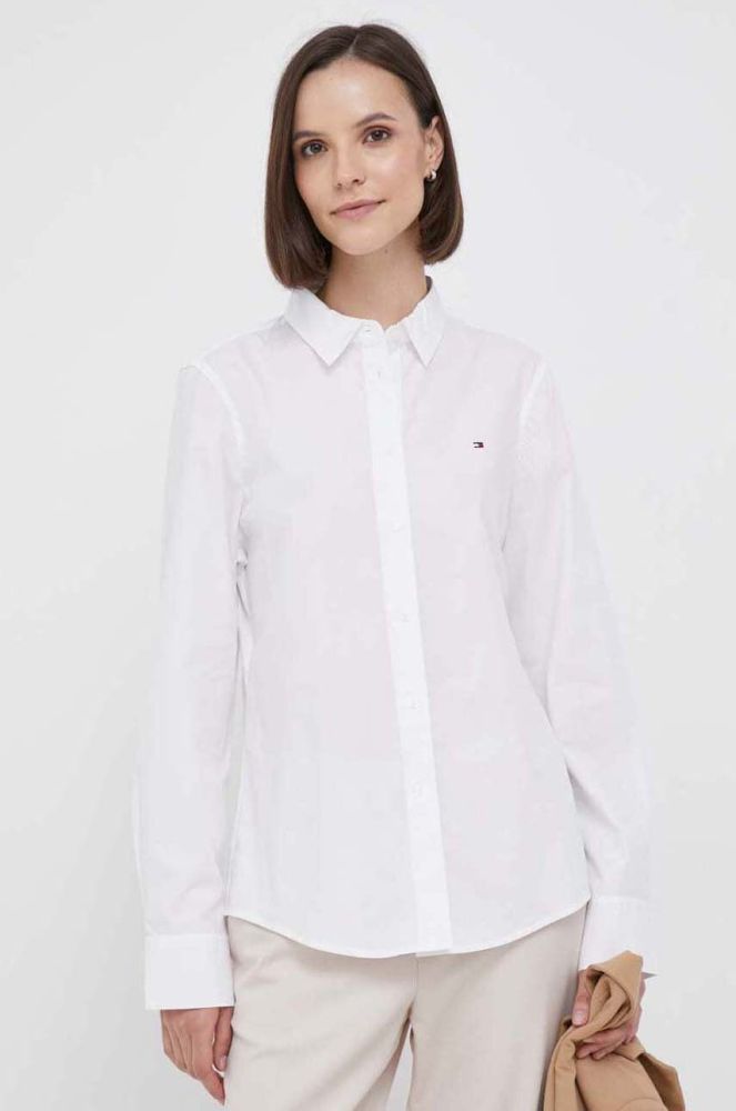 Бавовняна сорочка Tommy Hilfiger жіноча колір білий regular класичний комір (3424235)