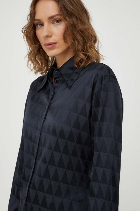 Сорочка Tiger Of Sweden жіноча колір синій regular класичний комір