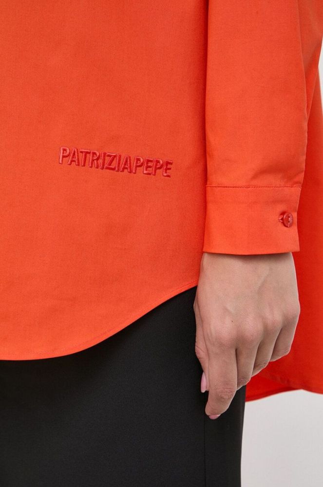 Сорочка Patrizia Pepe жіноча колір помаранчевий relaxed класичний комір фото 5