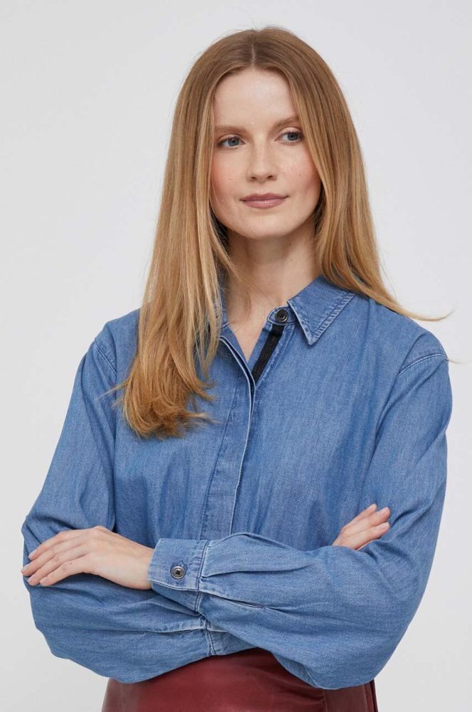 Джинсова блузка Dkny жіноча однотонна колір блакитний