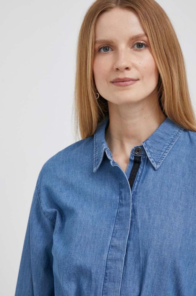 Джинсова блузка Dkny жіноча однотонна колір блакитний фото 4