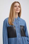 Джинсова сорочка Dkny жіноча relaxed класичний комір колір блакитний