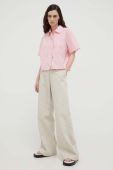 Бавовняна сорочка American Vintage жіноча колір рожевий relaxed класичний комір (3634645)