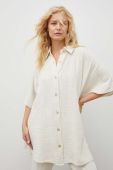 Бавовняна сорочка American Vintage жіноча колір бежевий relaxed класичний комір