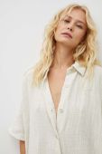 Бавовняна сорочка American Vintage жіноча колір бежевий relaxed класичний комір