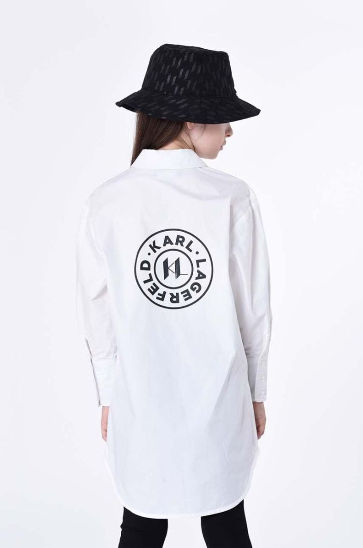 Дитяча бавовняна сорочка Karl Lagerfeld колір білий (3458561)