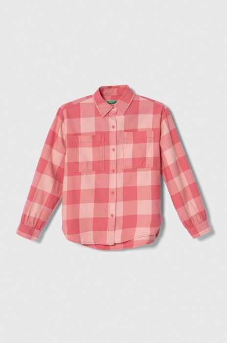 Дитяча бавовняна сорочка United Colors of Benetton колір рожевий (3389098)