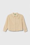 Дитяча вельветова сорочка United Colors of Benetton колір бежевий