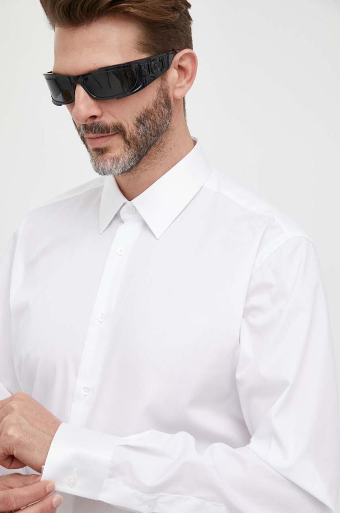 Бавовняна сорочка Karl Lagerfeld чоловіча колір білий regular класичний комір (3362739)