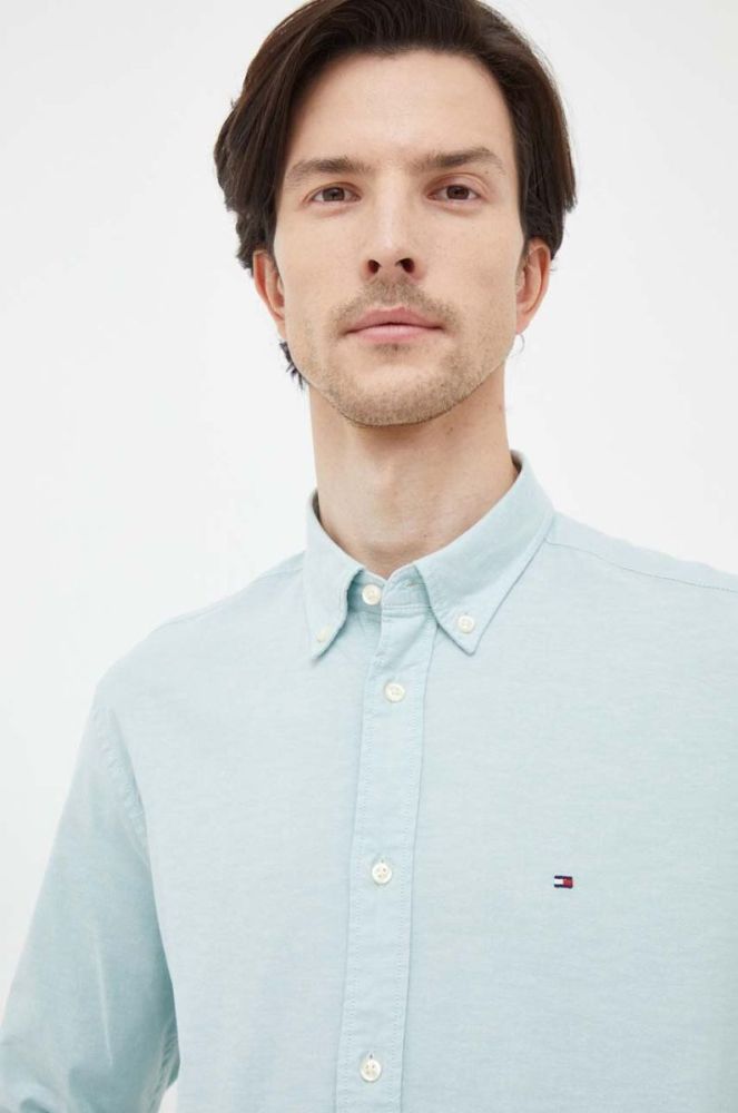 Сорочка Tommy Hilfiger чоловіча колір зелений regular комір button-down (3677414) фото 4