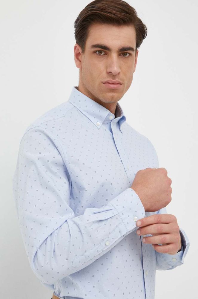 Бавовняна сорочка Tommy Hilfiger чоловіча regular комір button-down колір блакитний (3327765)