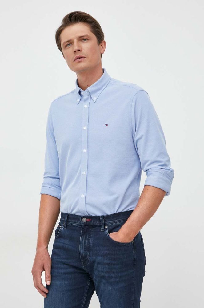 Сорочка Tommy Hilfiger чоловіча slim комір button-down колір блакитний (3372718)