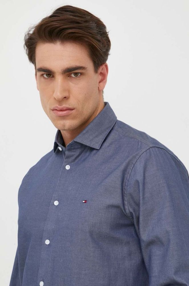 Бавовняна сорочка Tommy Hilfiger чоловіча колір синій regular класичний комір (3324867) фото 5