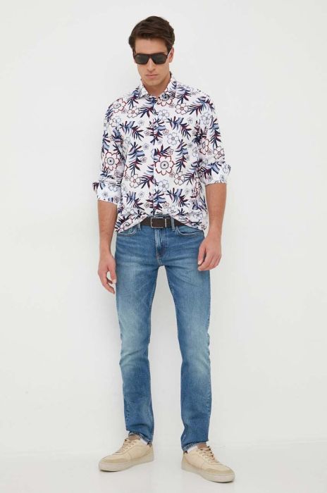 Бавовняна сорочка Tommy Hilfiger чоловіча slim класичний комір колір барвистий (3324887)