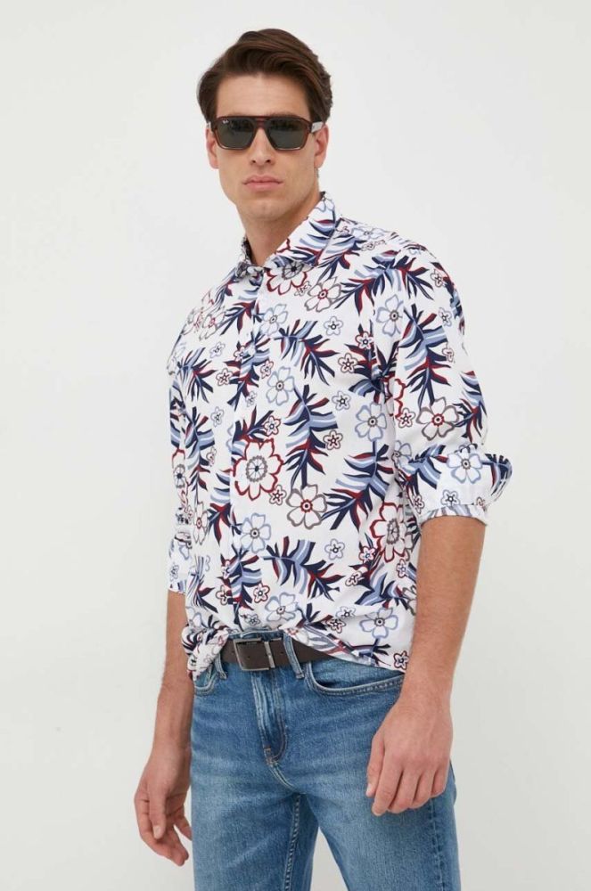 Бавовняна сорочка Tommy Hilfiger чоловіча slim класичний комір колір барвистий (3324887) фото 3