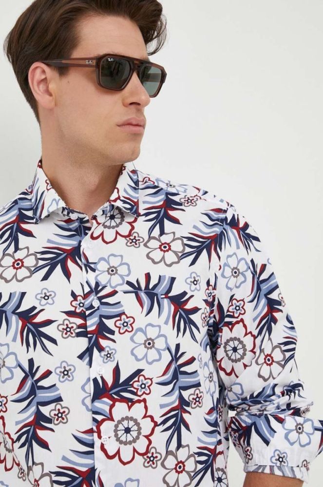 Бавовняна сорочка Tommy Hilfiger чоловіча slim класичний комір колір барвистий (3324887) фото 5