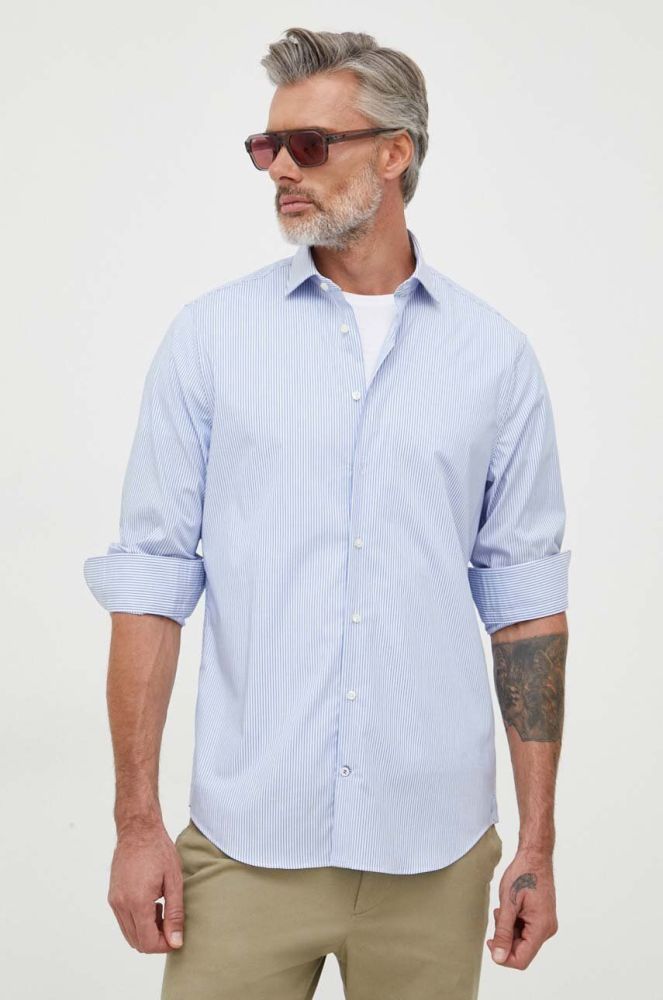 Сорочка Tommy Hilfiger чоловіча slim з італійським коміром колір блакитний