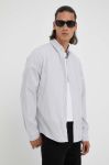 Бавовняна сорочка Les Deux Kristian Stripe чоловіча колір сірий regular комір button-down Бавовняна сорочка Les Deux Kristian Stripe чоловіча колір сірий regular комір button-down