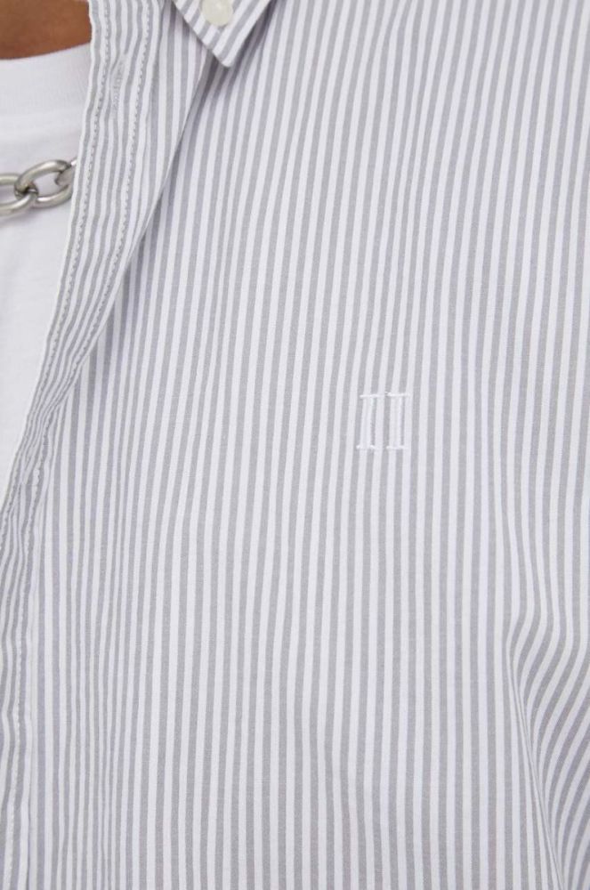 Бавовняна сорочка Les Deux Kristian Stripe чоловіча колір сірий regular комір button-down фото 4