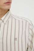 Бавовняна сорочка Les Deux Kristian Stripe чоловіча колір бежевий regular комір button-down