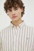 Бавовняна сорочка Les Deux Kristian Stripe чоловіча колір бежевий regular комір button-down