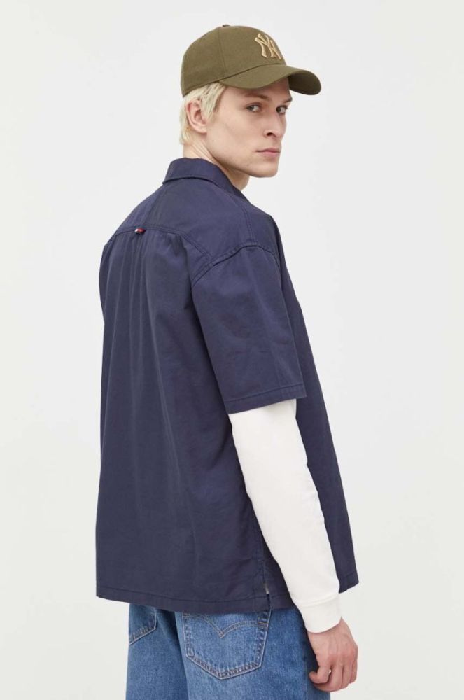 Бавовняна сорочка Tommy Jeans чоловіча колір синій relaxed класичний комір (3281847) фото 3
