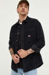 Вельветова сорочка Tommy Jeans колір чорний relaxed класичний комір Вельветова сорочка Tommy Jeans колір чорний relaxed класичний комір