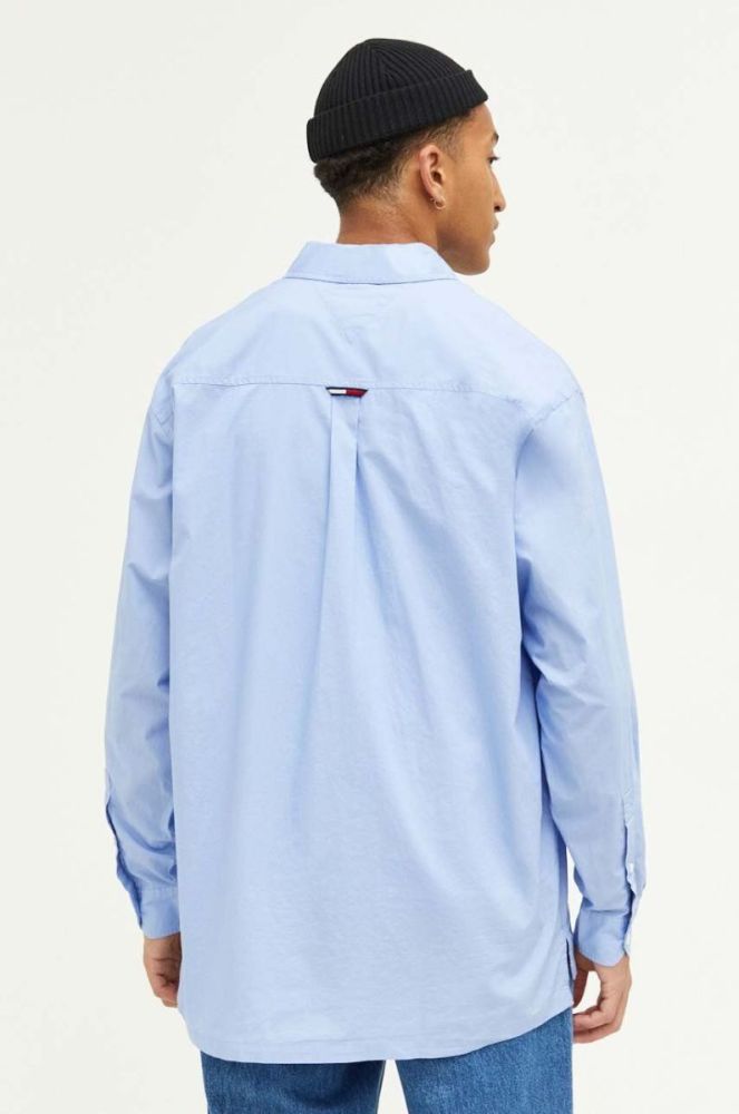 Бавовняна сорочка Tommy Jeans чоловіча relaxed комір button-down колір блакитний (3324958) фото 3